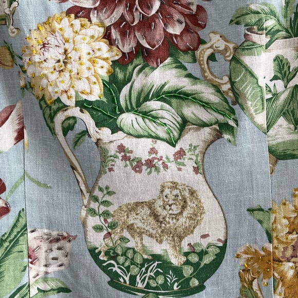 VIRGO Vintage Floral Safari Animal Print Sleeveless Linen Blend Dress Size 14P - Picture 4 of 13